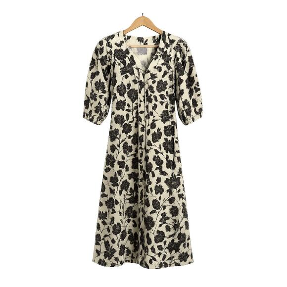 NEW Zimmermann S The Lovestruck $795 Floral 100% LINEN Midi Dress Puff Sleeve 4 - Picture 2 of 13